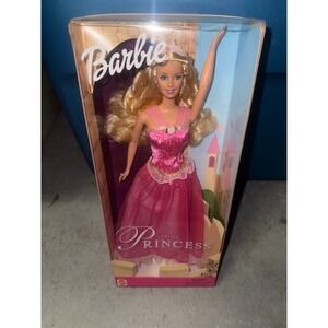Pretty Princess Barbie Doll in Box Blond Hair Pink Dress Vintage Toy Collectible